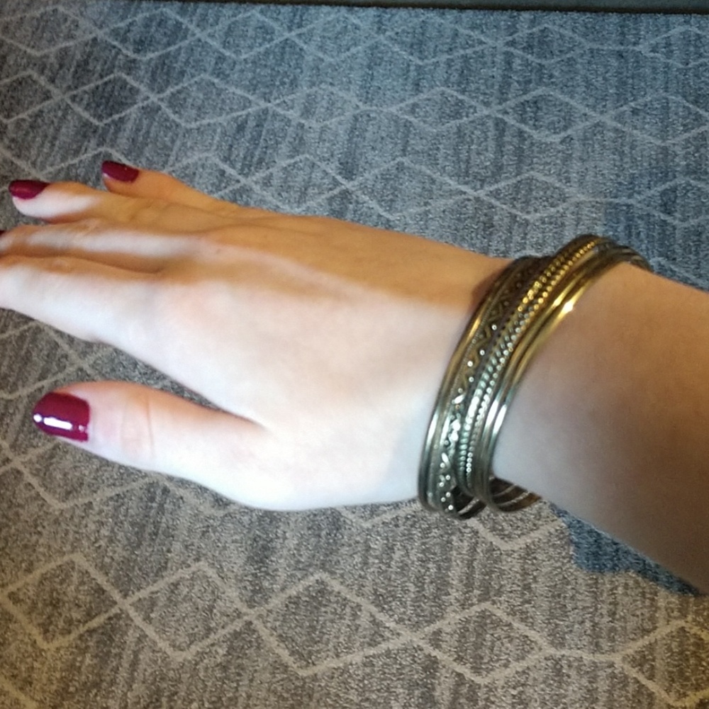 7 Faux Gold Bracelets of Assorted Patterns